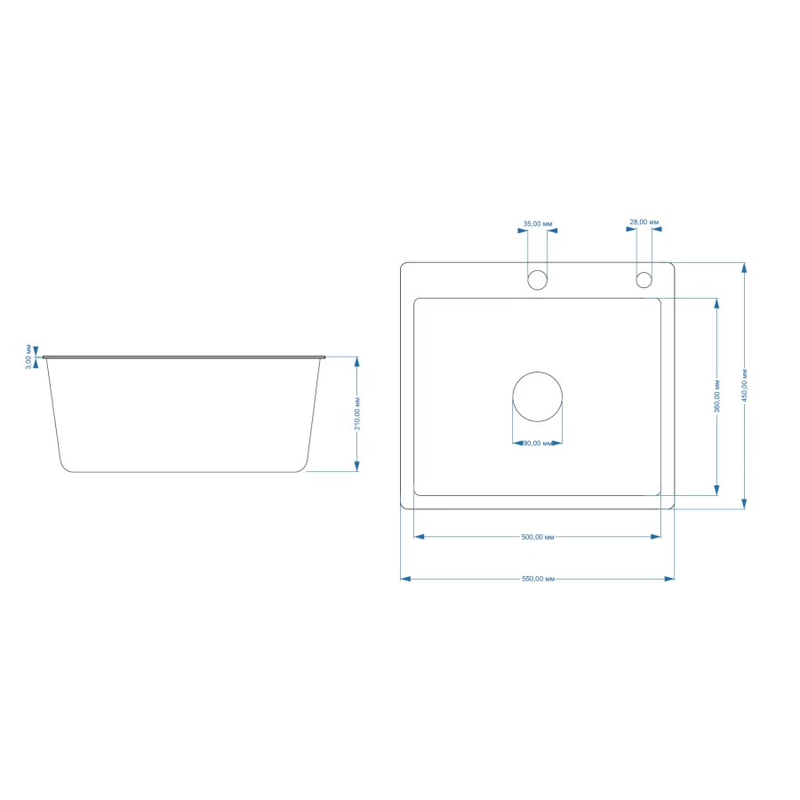 Мойка Fmark для кухни FSC5545L 55x45 см
