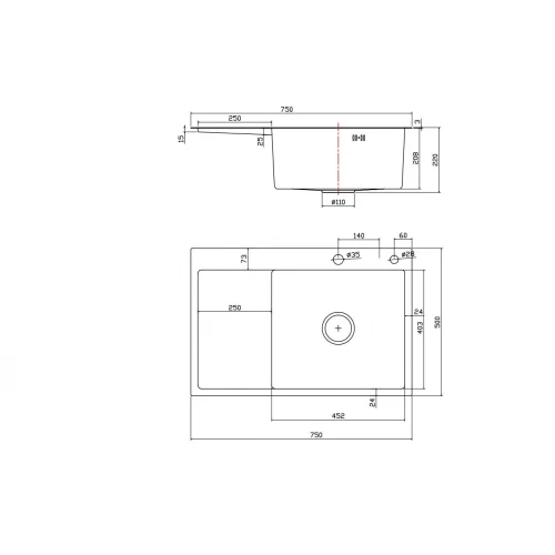 Мойка Fmark для кухни сатин FSC7550L-R 75x50 см