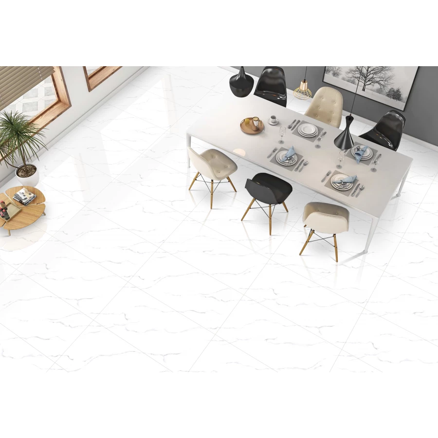 Керамогранит lamore Ceramic Gloss 60х120 Linux White глянцевый белый 60/120-033 120х60 см