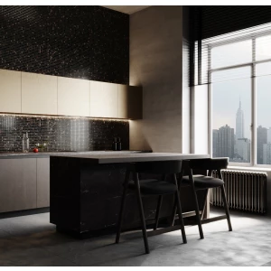 Мозаика Bonaparte Стеклянная мозаика Arabika 20х20 с авантюрином глянцевая коричневая 32,7х32,7 см