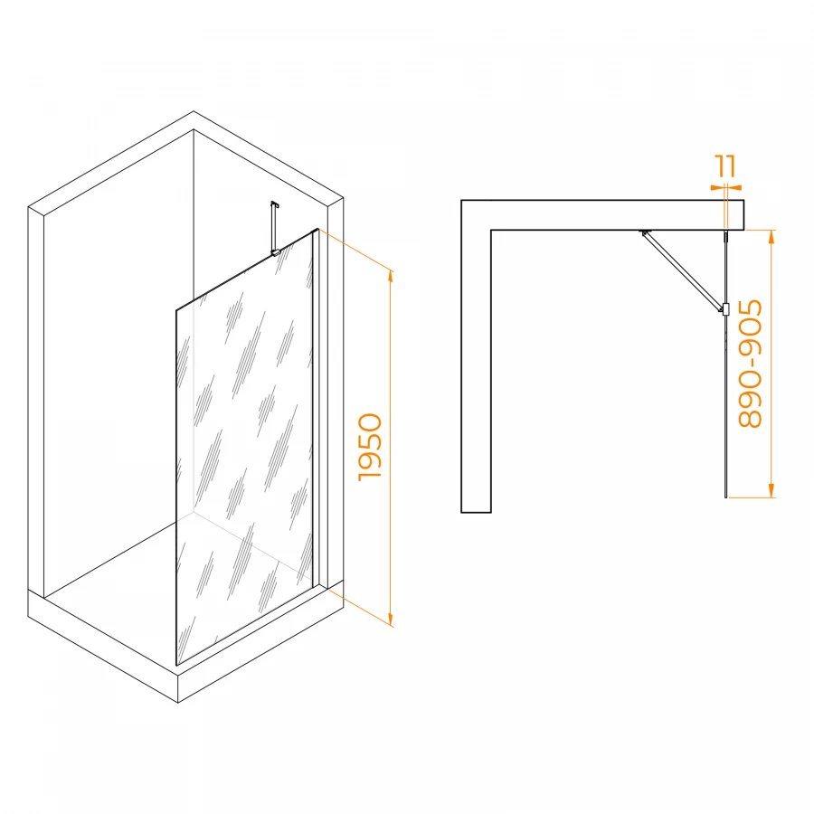 Душевая перегородка RGW WA-102 Матовое-Сатинат 351010209-21 90 см