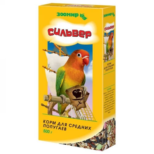 Корм для средних попугаев Зоомир Сильвер 500 г
