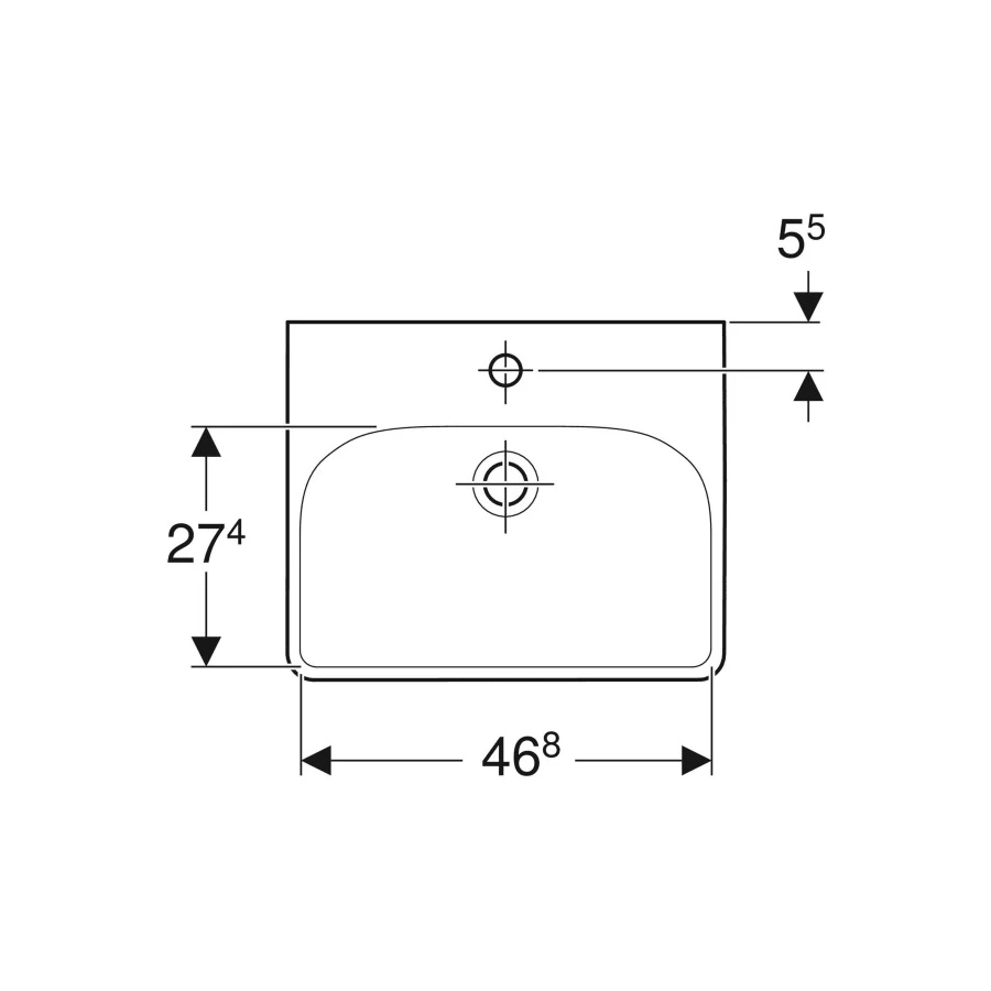 Раковина Geberit Smyle с отверстием под смеситель с отверстием перелива 500.256.01.1 50х41 см