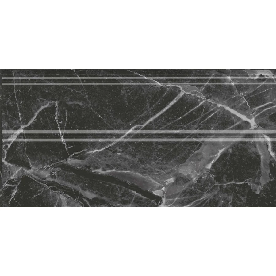 Плинтус Kerama Marazzi Коррер обрезной глянцевый чёрный FMA034R 30x15 см