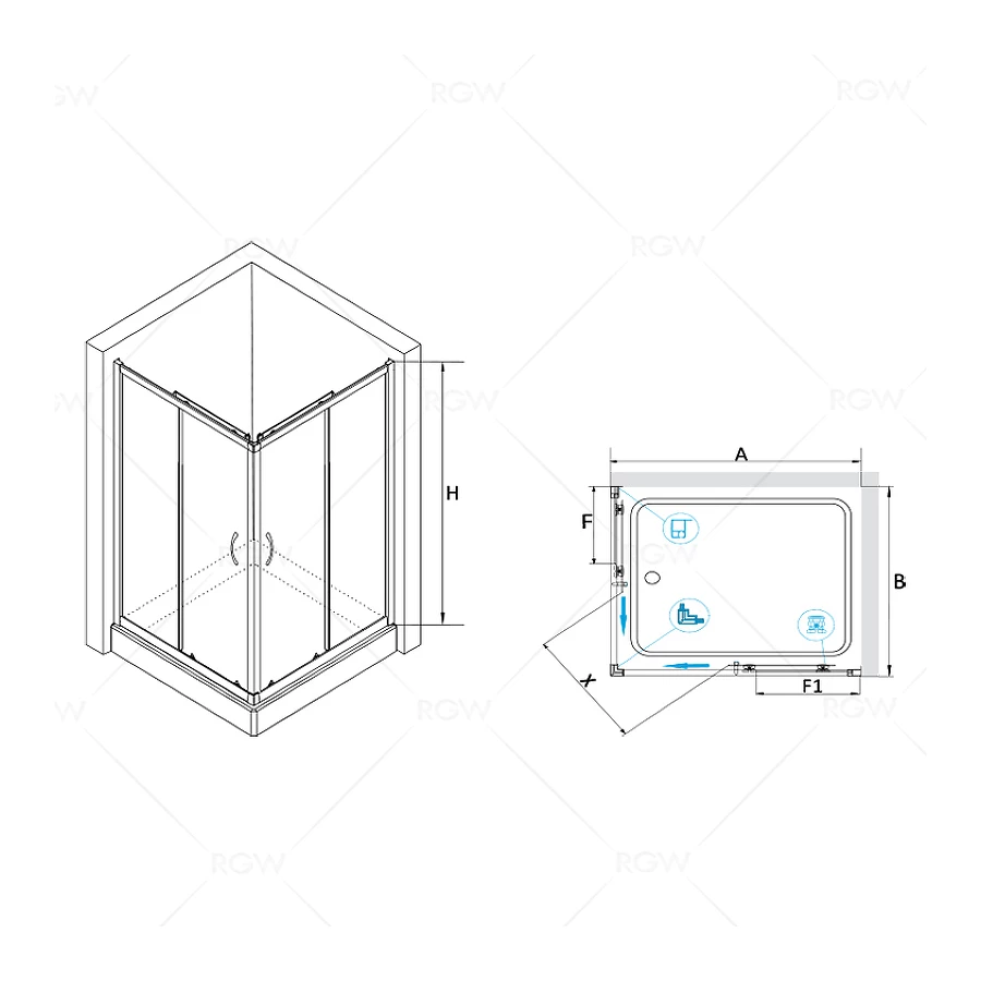 Душевой уголок RGW PA-146B Прозрачное 020814690-14 900x1000 мм