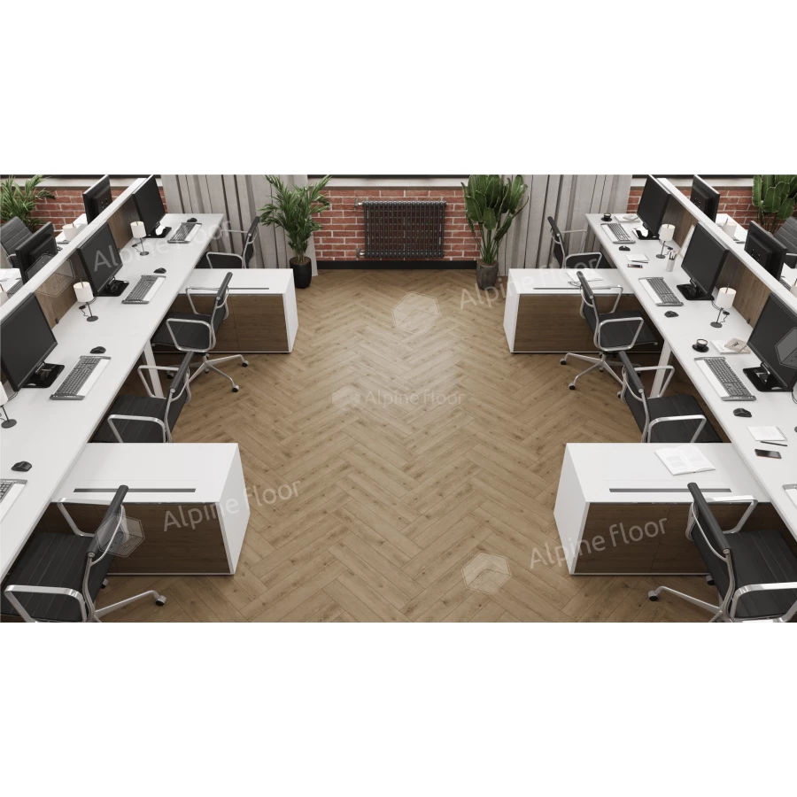 Ламинат Alpine Floor Herringbone Дуб Прованс LF102-7 33 класс 8 мм 2.2034 кв.м 60.6х10.1 см