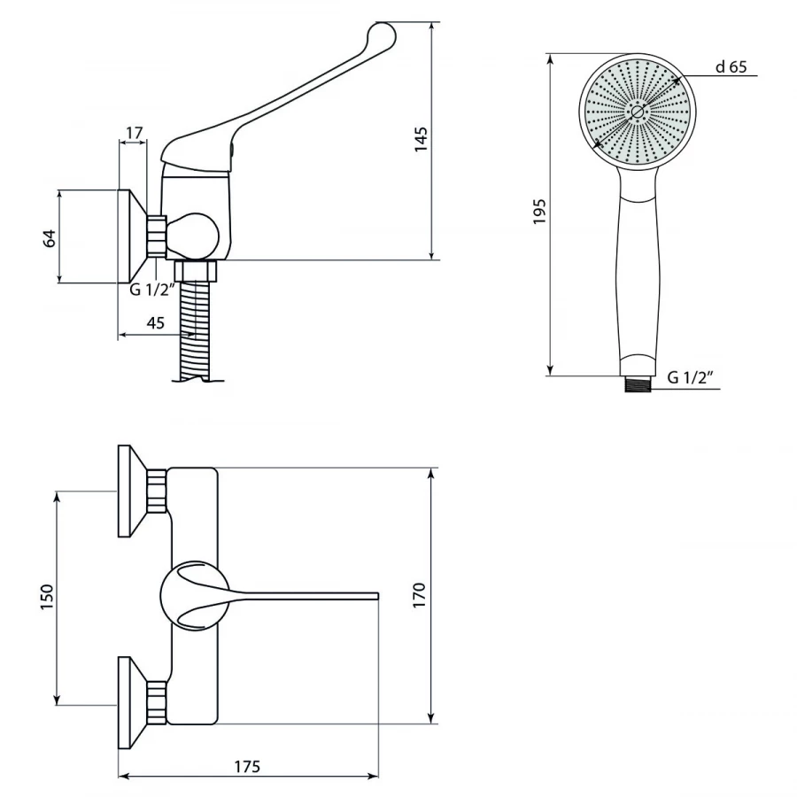 Смеситель Славен Хирург Х для душа локтевой СЛ-ОД-Х40