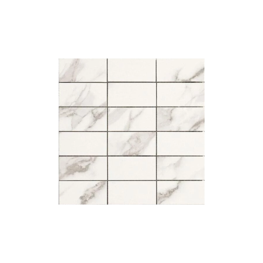 Мозаика Casalgrande Padana Marmoker Statuario Grigio Lucido чип 5х10 глянцевая белая 2705417 30х30 см