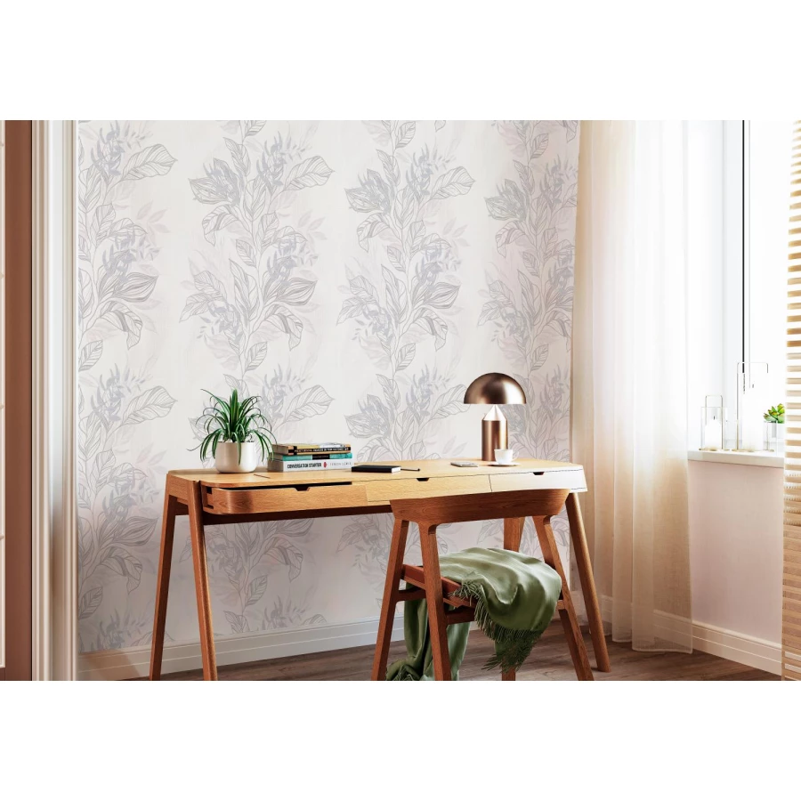 Обои виниловые Palitra Home Ficus HomeColor серые HC11052-14 0,53х10,05 м