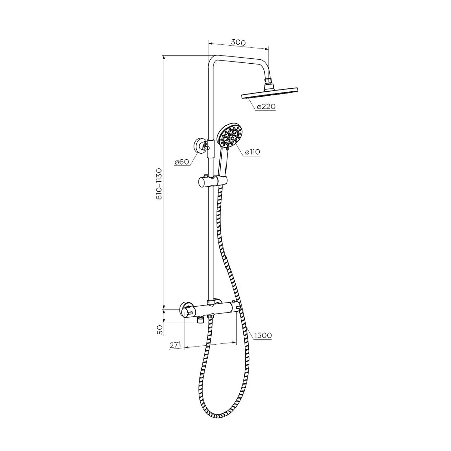 Душевая система с термостатом Dorff Futura D0710522