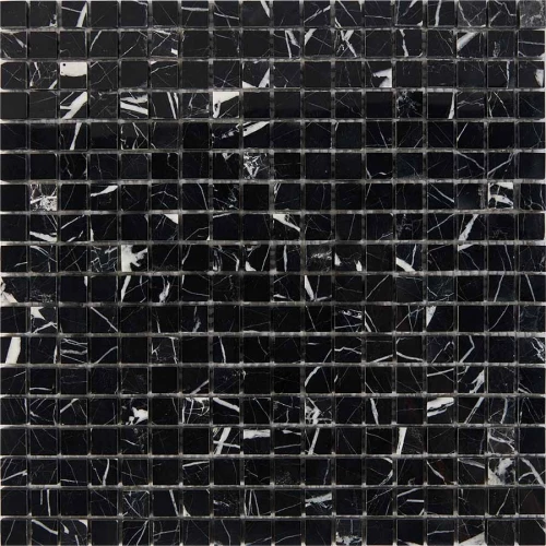 Мозаика Pixel mosaic Мрамор Black majesty чип 15x15 мм сетка Полированная Pix250 30,5х30,5 см