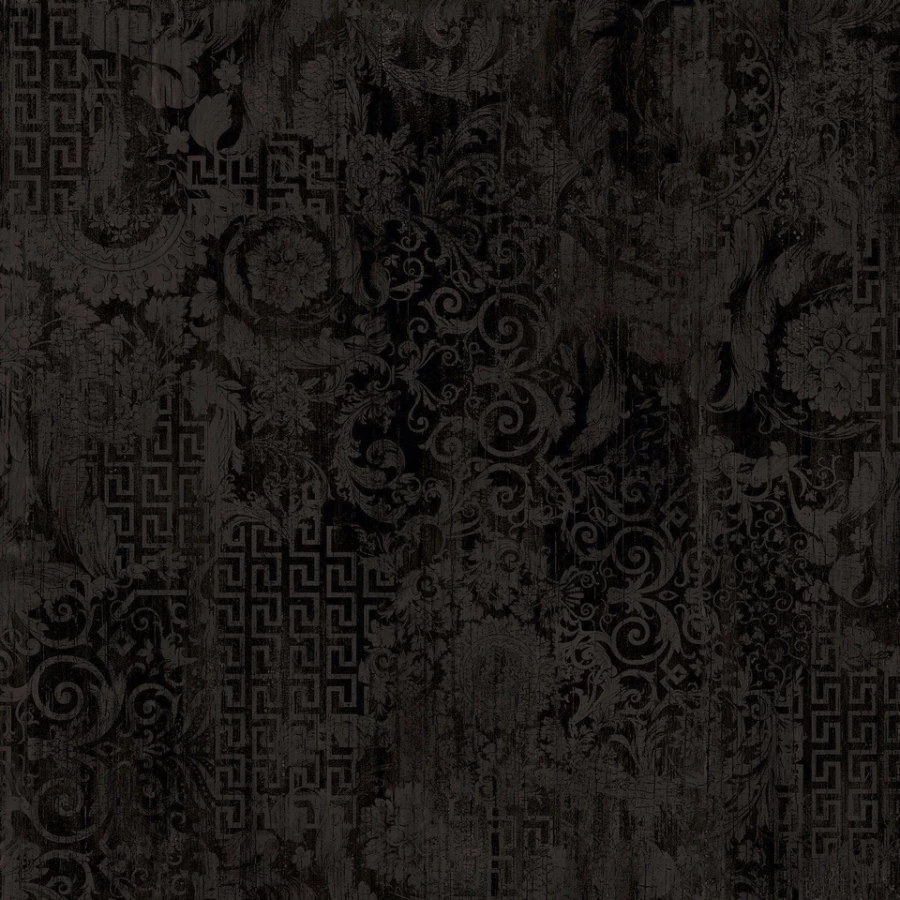 Керамогранит Versace Eterno Carbon Patchwork матовый черный 263030 80x80 см