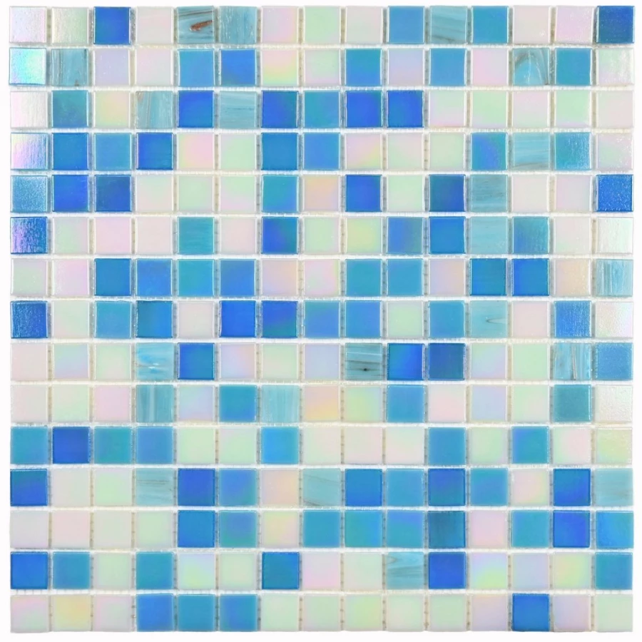 Мозаика Bonaparte Стеклянная мозаика Ocean 20х20 с авантюрином глянцевая синяя 32,7х32,7 см
