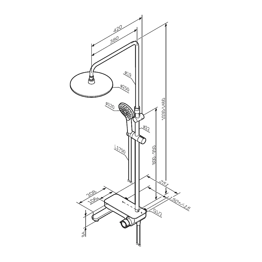 Душевая система Am Pm Like F0780700