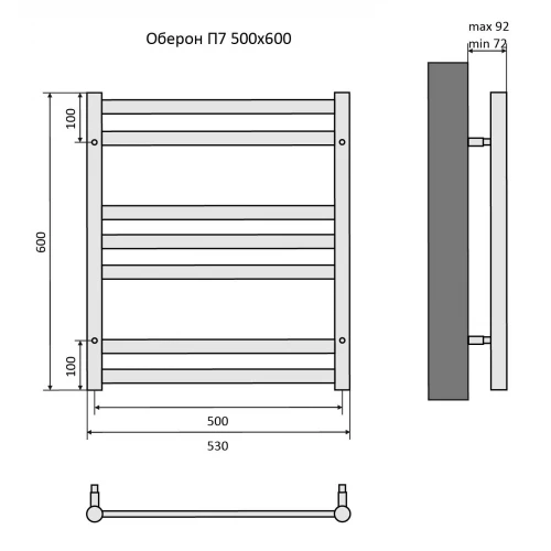 Полотенцесушитель водяной Aquatek Оберон П7 AQ RO0760CH 50х60 см