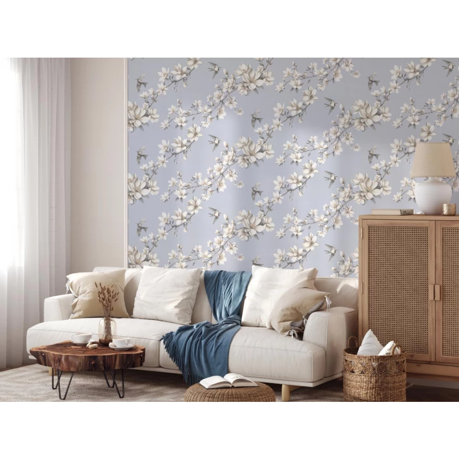 Обои флизелиновые Palitra Life Magnolia голубые PL72535-46 1,06х10,05 м