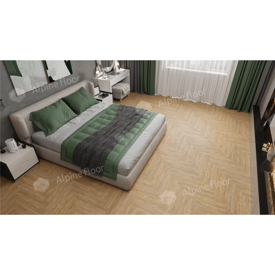 Ламинат Alpine Floor Herringbone Дуб Фландрия LF102-3 33 класс 8 мм 2.2034 кв.м 60.6х10.1 см