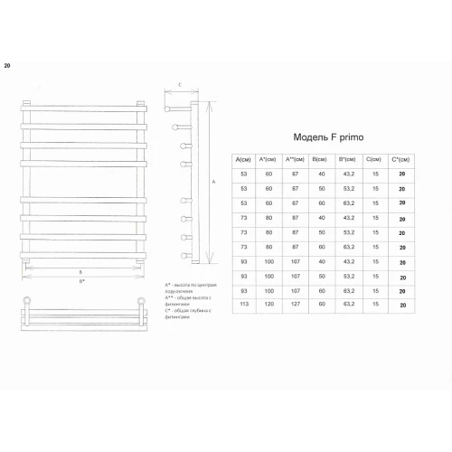 Полотенцесушитель водяной Двин F Primo 50х80 см