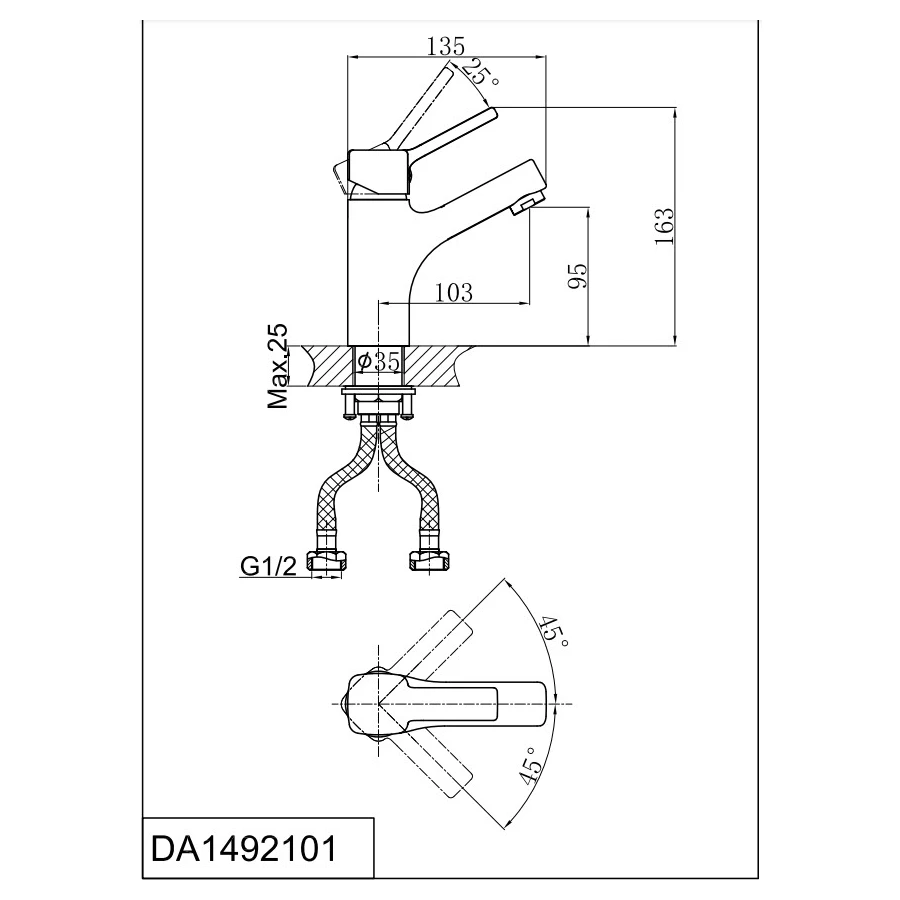 Смеситель для раковины D&K Rhein.Dusseldorf DA1492101 хром