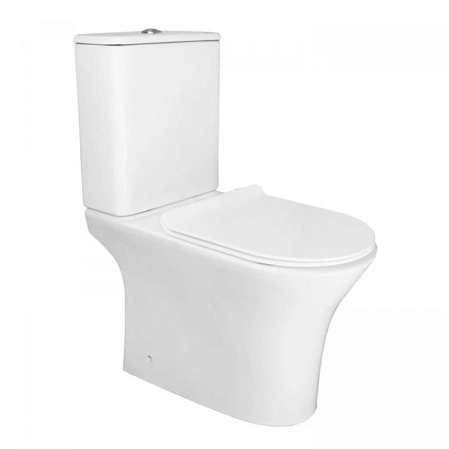 Унитаз напольный Azario Fretta Round безободковый с бачком и сиденьем микролифт AZ-1217 AZ-1216 65х34х77 см