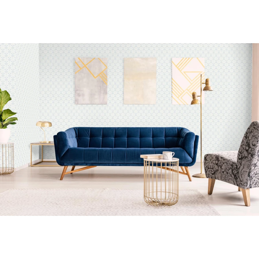 Обои винил на флизелине Grandeco Jack 'n Rose 2024 Голубой Белый JS 3204 10,05х0,53 м