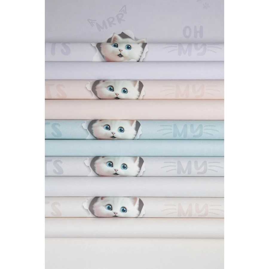 Обои флизелиновые Palitra Home 3D Cats HomeColor фиолетовые HC72286-56 1,06х10,05 м