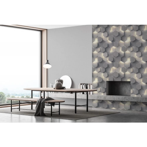 Обои флизелиновые Аспект Гексагон серые 70670-41 1,06х10,05 м