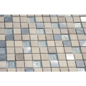 Мозаика из стекла и натурального камня LeeDo Ceramica Silver Flax серый 29,8x29,8 см