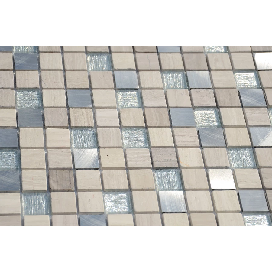 Мозаика из стекла и натурального камня LeeDo Ceramica Silver Flax серый 29,8x29,8 см