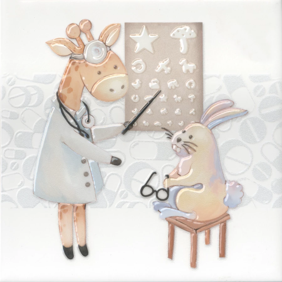 Декор Kerama Marazzi Айболит 4 полуматовый белый VT/A504/5009 20x20 см