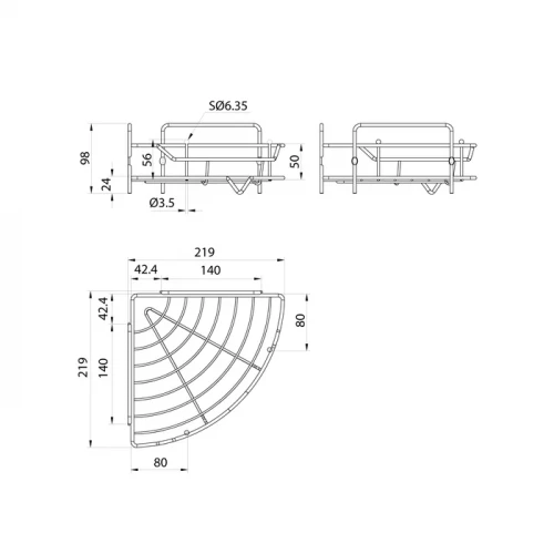 Полка Milardo Grid одноярусная угловая проволока стальная чёрный матовый GRICC1BM44