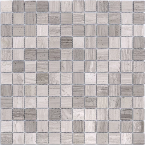 Мозаика из натурального камня Caramelle Mosaic Travertino Silver POL серый 29,8x29,8 см
