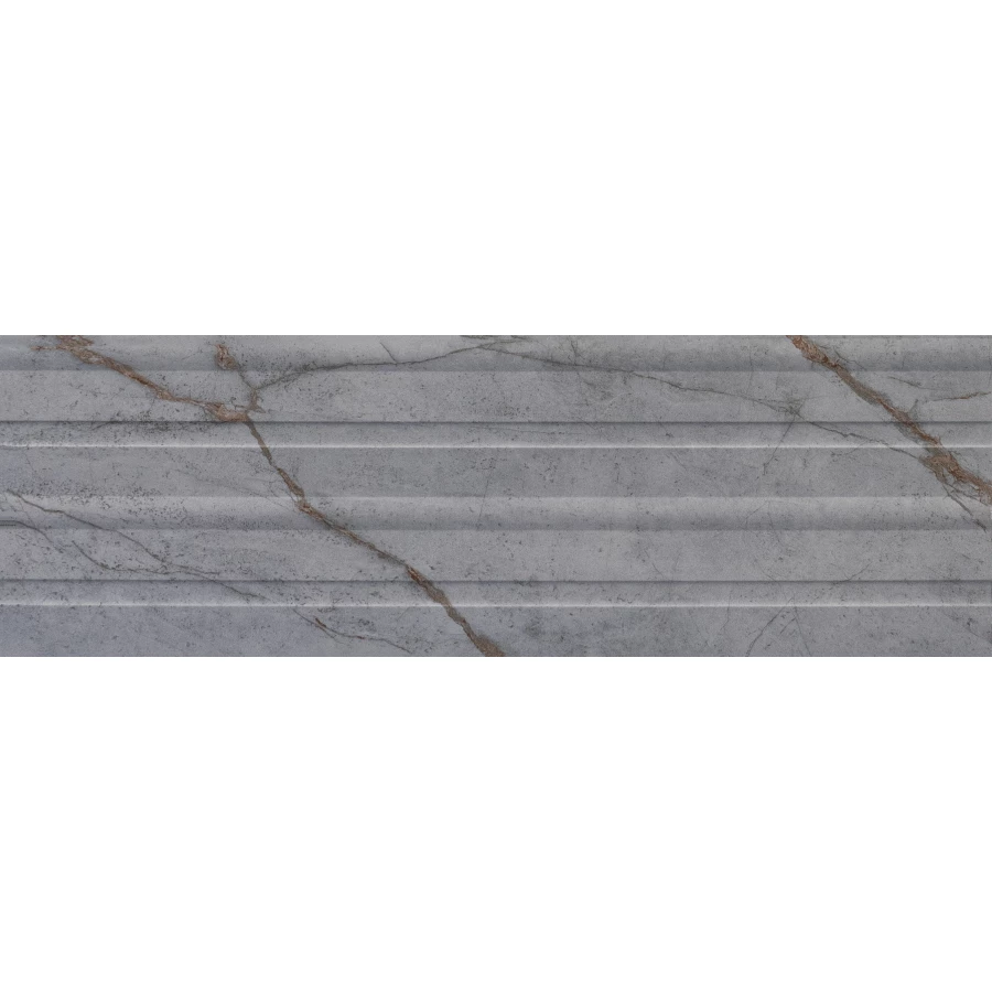 Плитка настенная Eurotile Ceramica Имола / Imola рельефная матовая серая 868 100x32,5 см