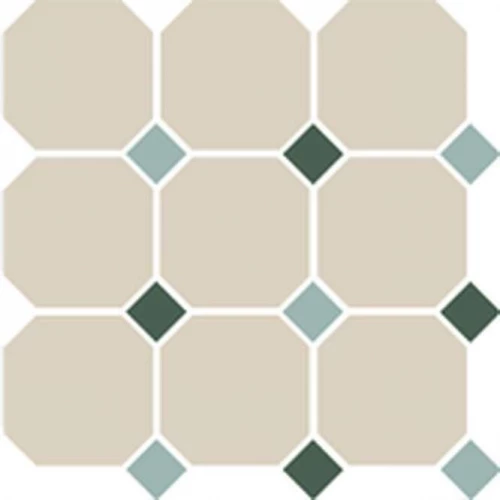 Керамогранит TopCer Оцтагон Нев Вхите Туркьюуоисе Греен Дотс / Octagon New 4416 White 16 Turquoise 13 Green 18 Dots матовый зеленый OCT16 DOT13/18-A 30x30 см