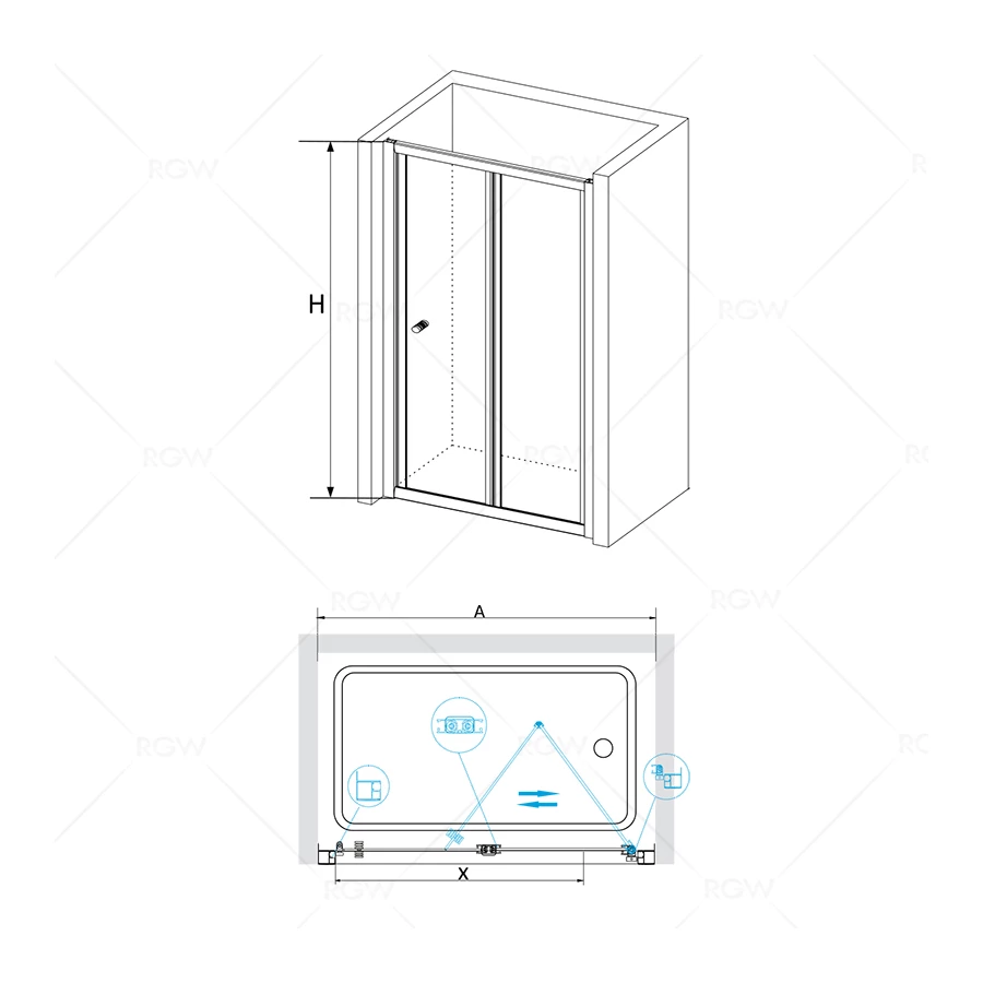 Душевая дверь RGW CL-21 04092110-51 1000 шиншилла