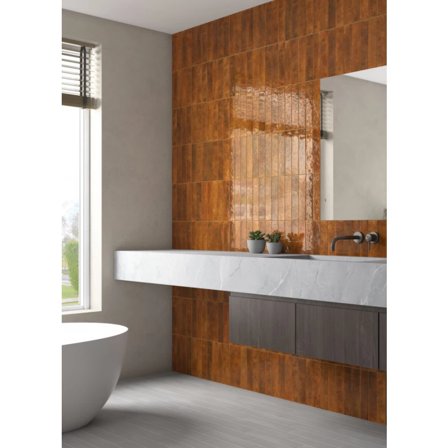 Плитка настенная Equipe Menorca Rust глазурованная глянцевая коричневая 31625 32,8x6,5 см