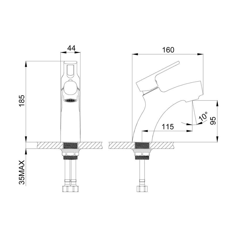 Смеситель для раковины Rossinka RS43 RS43-11U хром