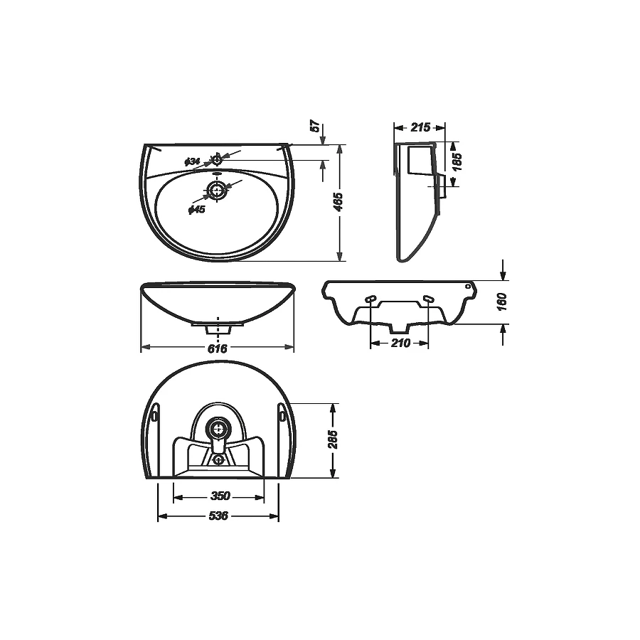Раковина Sanita Виктория VIC55SAWB01